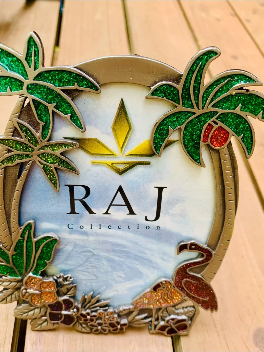 Raj Glitter Tropical Palm Photo Frame - Green, pink, silver
